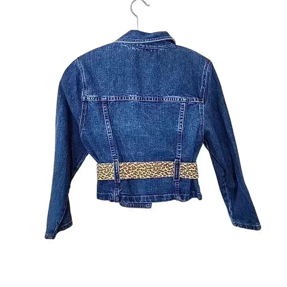 Rampage Vintage 70-80s denim cropped  high shoulder sexy jacket with belt. Large - Picture 12 of 14